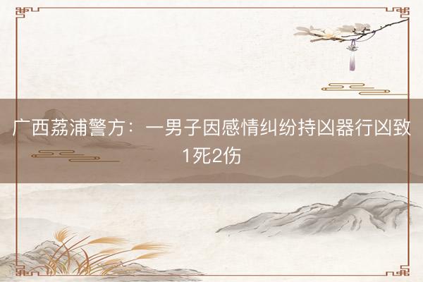 广西荔浦警方：一男子因感情纠纷持凶器行凶致1死2伤