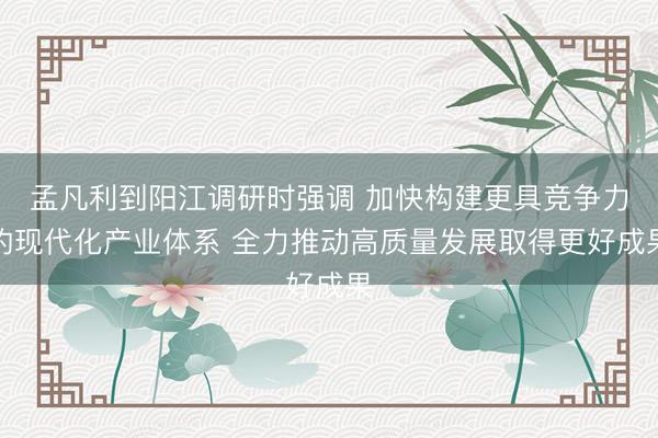 孟凡利到阳江调研时强调 加快构建更具竞争力的现代化产业体系 全力推动高质量发展取得更好成果