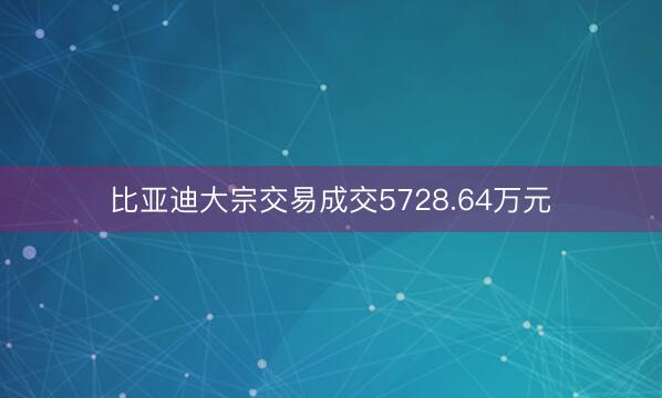比亚迪大宗交易成交5728.64万元