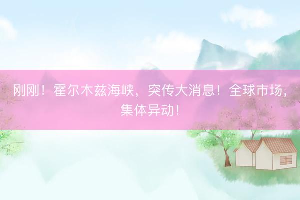 刚刚！霍尔木兹海峡，突传大消息！全球巿场，集体异动！