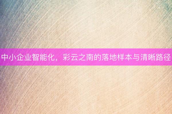 中小企业智能化，彩云之南的落地样本与清晰路径