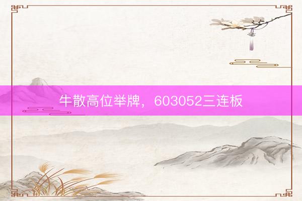 牛散高位举牌，603052三连板