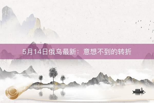 5月14日俄乌最新:意想不到的转折