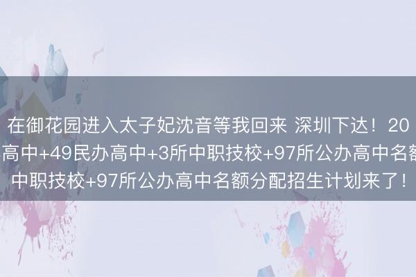 在御花园进入太子妃沈音等我回来 深圳下达！2026年全市100所公办高中+49民办高中+3所中职技校+97所公办高中名额分配招生计划来了！