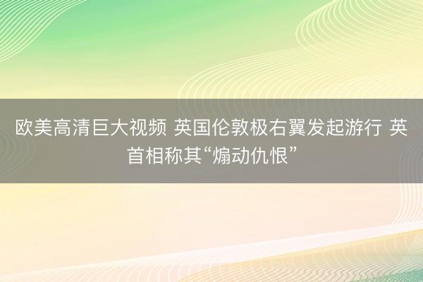 欧美高清巨大视频 英国伦敦极右翼发起游行 英首相称其“煽动仇恨”