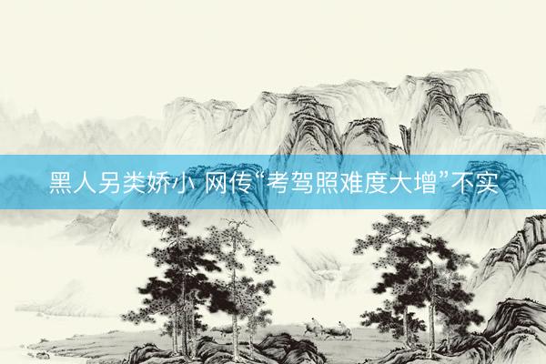 黑人另类娇小 网传“考驾照难度大增”不实