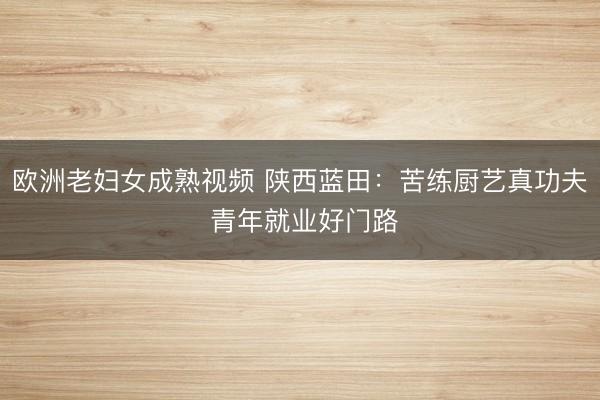 欧洲老妇女成熟视频 陕西蓝田：苦练厨艺真功夫 青年就业好门路