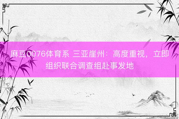 麻豆0076体育系 三亚崖州：高度重视，立即组织联合调查组赴事发地