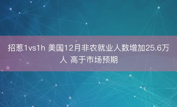 招惹1vs1h 美国12月非农就业人数增加25.6万人 高于市场预期