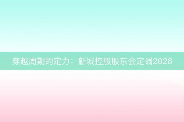 穿越周期的定力：新城控股股东会定调2026