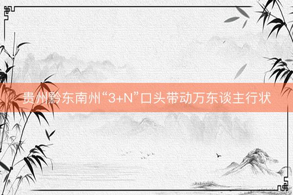 贵州黔东南州“3+N”口头带动万东谈主行状