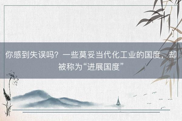 你感到失误吗？一些莫妥当代化工业的国度，却被称为“进展国度”