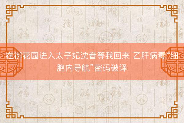 在御花园进入太子妃沈音等我回来 乙肝病毒“细胞内导航”密码破译
