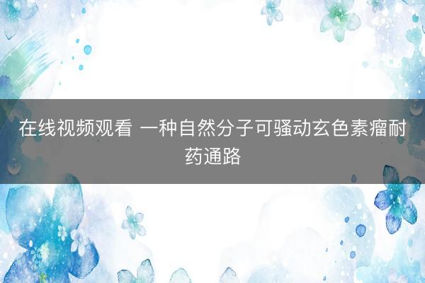 在线视频观看 一种自然分子可骚动玄色素瘤耐药通路