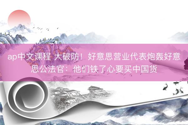 ap中文课程 大破防！好意思营业代表炮轰好意思公法官：他们铁了心要买中国货