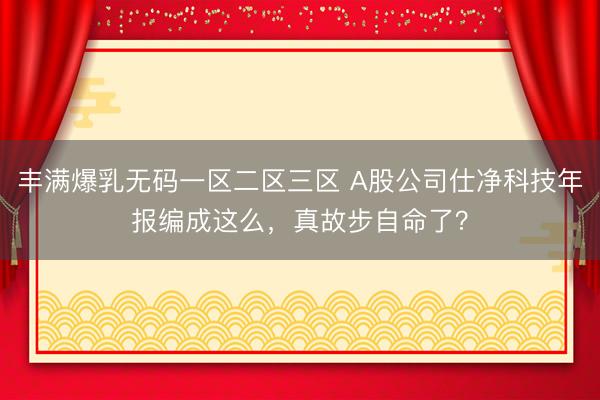 丰满爆乳无码一区二区三区 A股公司仕净科技年报编成这么，真故步自命了？