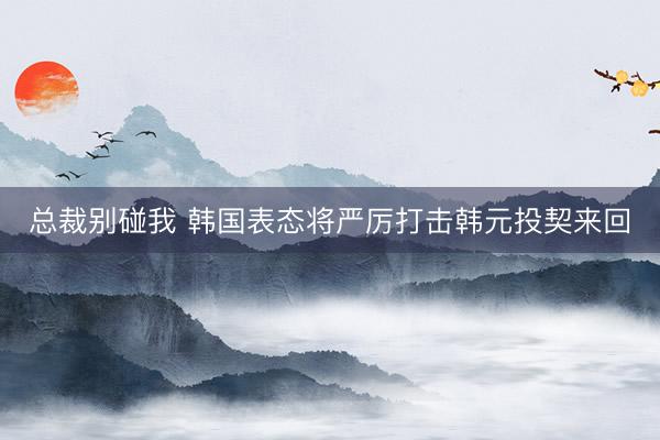 总裁别碰我 韩国表态将严厉打击韩元投契来回