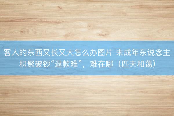 客人的东西又长又大怎么办图片 未成年东说念主积聚破钞“退款难”,难在哪(匹夫和蔼)