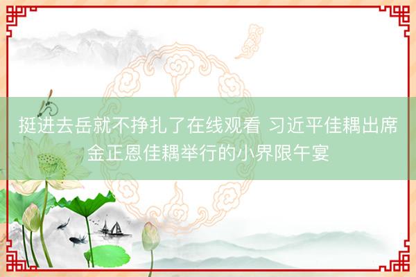 挺进去岳就不挣扎了在线观看 习近平佳耦出席金正恩佳耦举行的小界限午宴