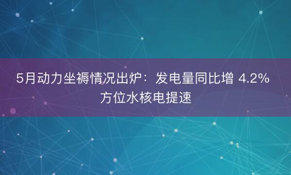 5月动力坐褥情况出炉：发电量同比增 4.2% 方位水核电提速