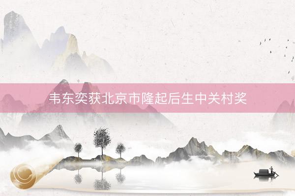 韦东奕获北京市隆起后生中关村奖